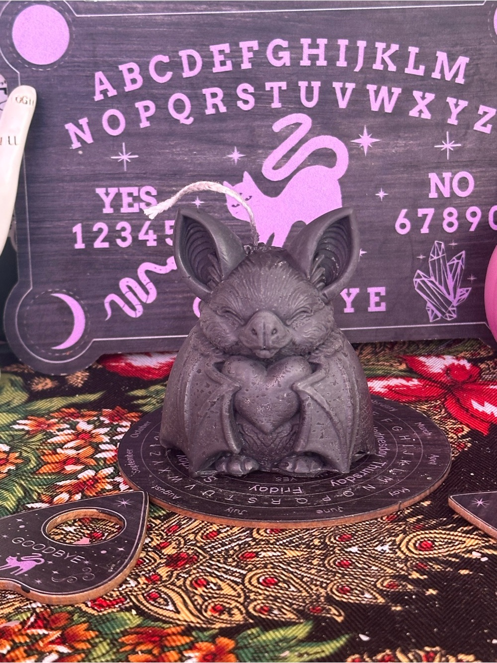 Black Heart Bat Candle